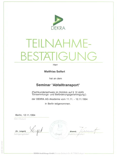 Seminar Abfalltransport